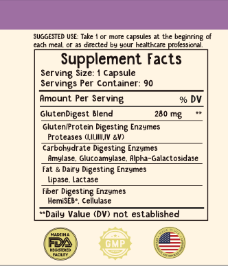 NEW 🌿 GlutenDigest – Enhanced Support for Gluten &amp; Dairy Sensitivities 🌿 90 Capsules